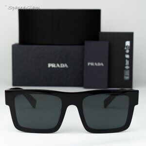 Prada Men Sunglasses Black Grey Rectangle PR19WSF 1AB5S0 NEW AUTHENTIC